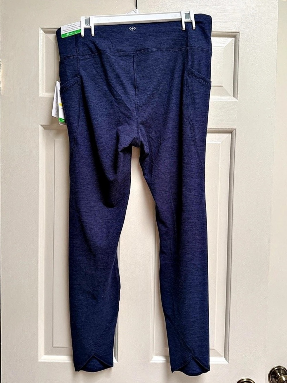 Gaiam Petal Marked Leggings Athletic Maritime Blue Heather Size Large